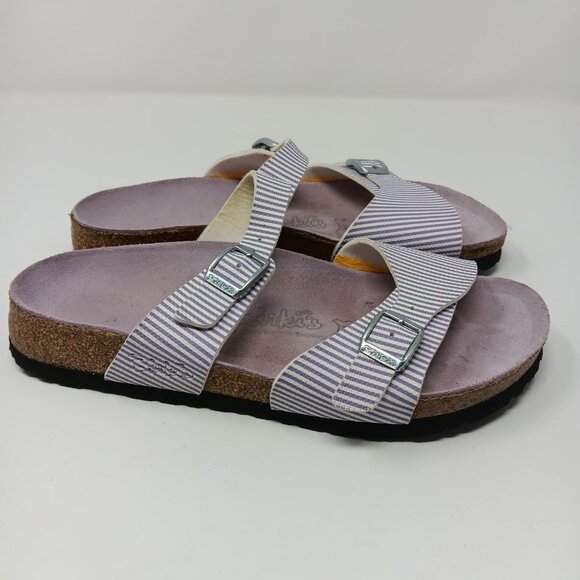 Birkenstock Birki’s lavender and white stripes sandals size 38/5  L3  M5 - Picture 4 of 5